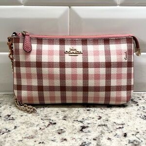 Coach Gingham Large Zip Wristlet Clutch GUC